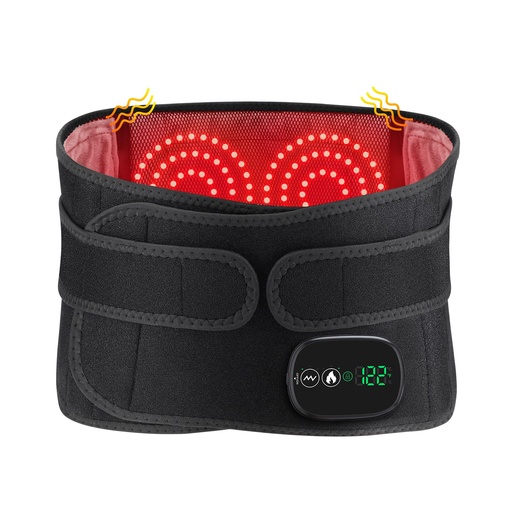 [BRSROHA2DEFWO2DO] Electric Heating Massage Pad for Back, XL Heated Waist Belt Wrap with 3 Fast Heating and Vibration Massage Modes, FSA Eligible, 5000mAh Battery Operated Heat Pad for Back, Waist, Lumbar, Abdomen