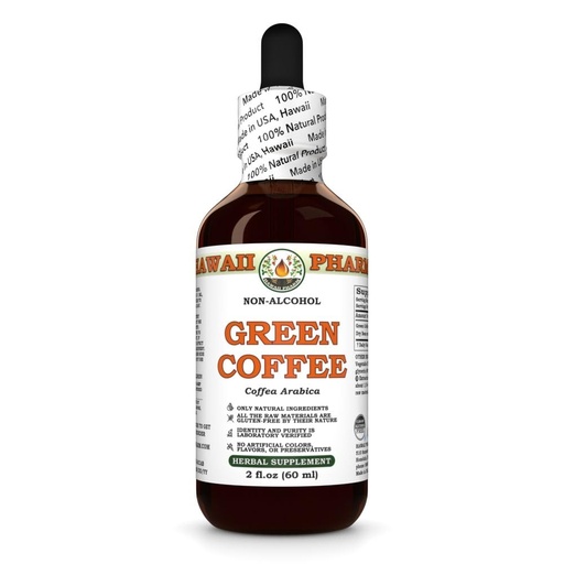 [BRSRACABDEMWM2YU] Green Coffee (Coffea Arabica) Dry Bean Glycerite, Made in Hawaii, All Natural, Vegan, Lab Tested Alcohol-Free Liquid Extract - 2 fl.oz