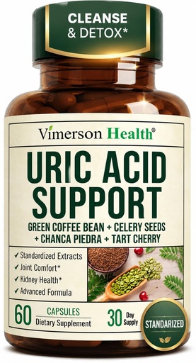 [BRSRYYILCQNQYHLU] Uric Acid Support - Green Coffee Bean Celery Seed Chanca Piedra Turmeric Tart Cherry Vitamin B6 & Cranberry Extract – Kidney & Joint Support – 14 Herb Cleanse & Detox – 60 Vegan Caps -30 Days Supply
