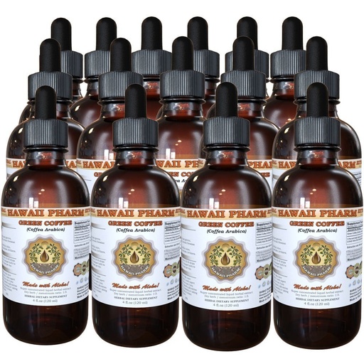 [BRSWIAYCBR5GM2LY] Hawaii Pharm Green Coffee Liquid Extract, Green Coffee (Coffea Arabica) Bean Powder Tincture Supplement 15x4 oz