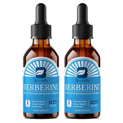 [BRSRGGQFCMHAOFDZ] Berberine Liquid Drops with Ceylon Cinnamon, Milk Thistle Metabolic Support | Advanced Berberine HCl Drops with Milk Thistle, Cinnamon, Bitter Melon for Digestion System, Liver Health Support-Vegetarian
