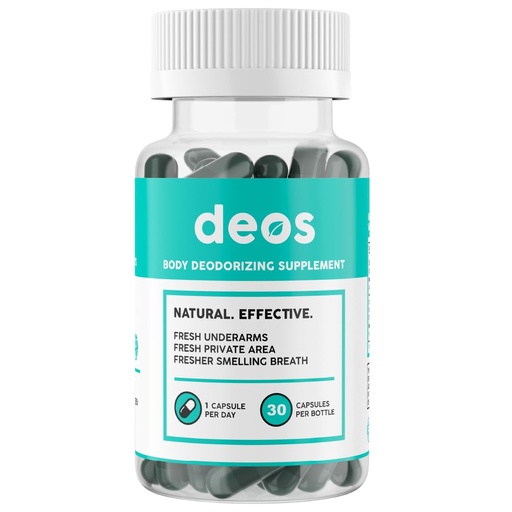 [BRSRAGD2B55WECT6] DEOS® Internal Deodorant Supplement [Natural Odor Control] Capsules 30 Pcs | Full Body Deodorizing Capsules for Gut and Skin Health - Supports Detox & Digestion - Chlorophyll, Mint & Parsley Pills
