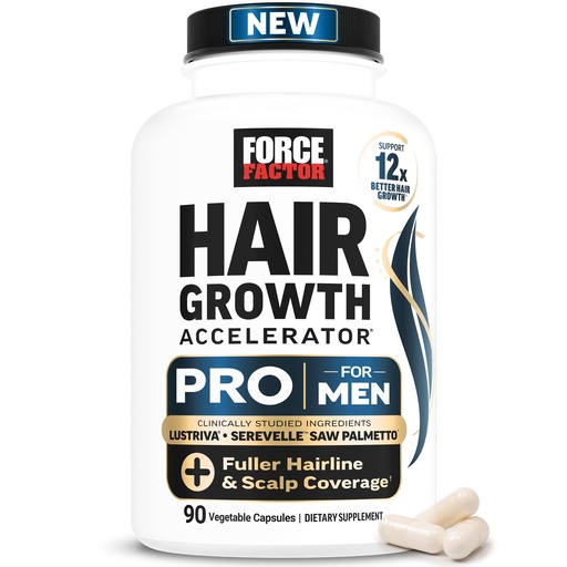 [BRSRYYIYAUBWKHQU] Force Factor Hair Growth Accelerator Pro for Men | with Clinically Studied Lustriva & Serevelle, Hair Growth Supplement for Men with Thinning Hair, 90 Capsules