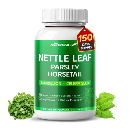 [BRSREZD3PN7BMALJ] Nettle Leaf, Parsley, Horsetail, Dandelion & Celery Seed – Support Urinary Tract & Natural Detox – 150 Capsules
