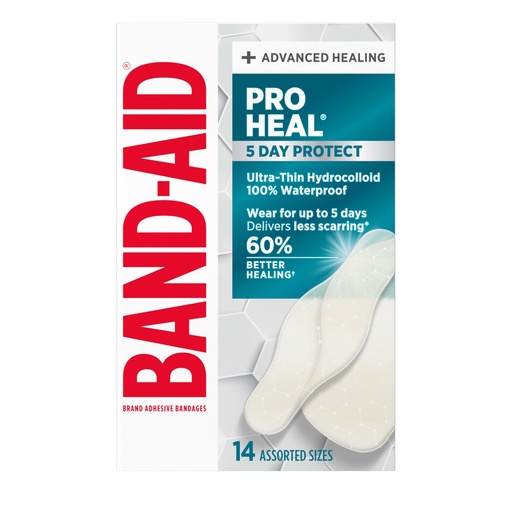 [BRSRGYD3OQNRS2TB] BAND-AID Brand Pro Heal 5 Day Protect Hydrocolloid Bandages, Assorted, 14ct