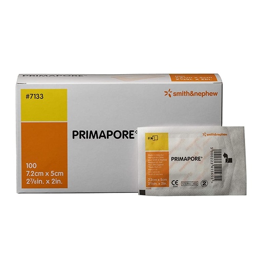[BRSWIYYAOMAWOGTU] Smith & Nephew 7133 PRIMAPORE Peripheral IV Adhesive Dressing, Adhesive Non-Woven Island Dressing, Pack of 100