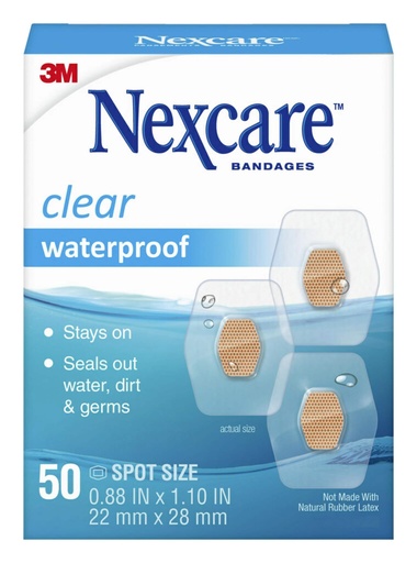 [BRSRMAYZCN5AYFY4] Nexcare Waterproof Clear Bandages, Covers And Protects, 360 Degree Seal Around The Pad Offers Protection Against Water, Dirt, And Germs, 0.88 x 1.1 in, 50 Count(Pack of 3)