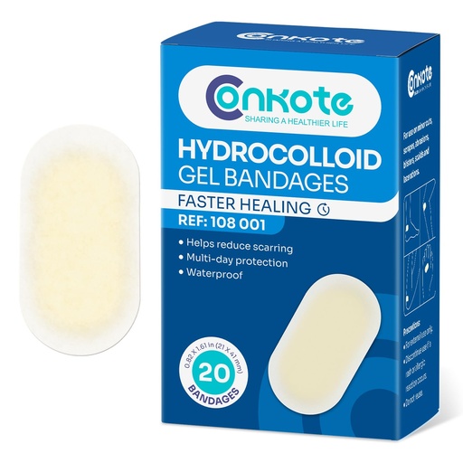 [BRSROCYEOENAYG3F] Conkote Hydrocolloid Gel Bandages 20 PCS FSA or HSA Hydrocolloid Bandages | Advanced Healing for Wound Care, Sterile Waterproof Blister Bandages 0.82 x 1.61in Hydrocolloid Patch