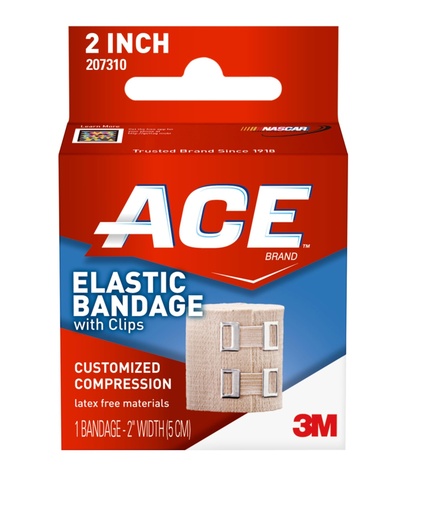 [BRSWIZYQCZYQOAI7] ACE 2 Inch Elastic Bandage with with Clips, Beige, Great for Wrist, Foot and More, 1 Count