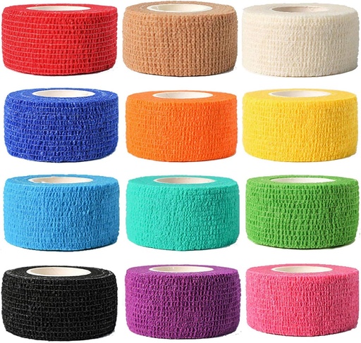 [BRSWYGL3C57GO33H] 12 Pack Self Adhesive Bandage Wrap, 1" x 5 Yards, Cohesive Athletic Tape | Athletic Elastic Cohesive Bandage for Sports Injury,Strain,Knee & Wrist,Ankle Sprains & Swelling First Aid