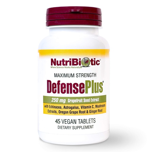 [BRSWIYTYO4GBS2LU] NutriBiotic – DefensePlus, 45 Tablets | 11 in 1 Immune Support with Vitamin C, Zinc, Grapefruit Seed Extract, Echinacea, Astragalus Root & Immune Boosting Extracts & Mushrooms | Vegan & Gluten Free