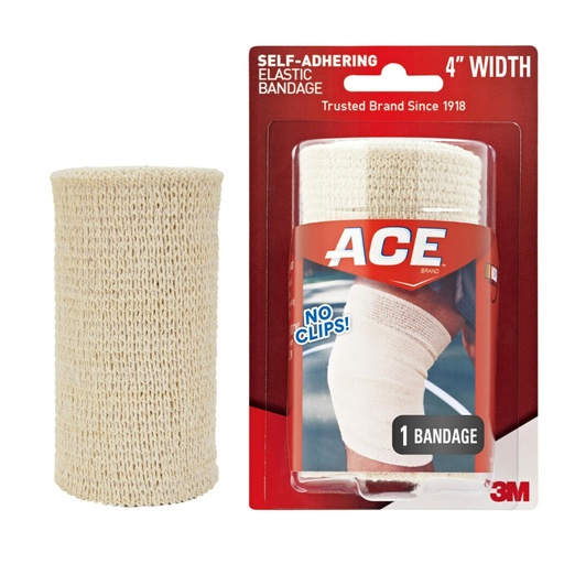 [BRSWIYA4B5YAYETM] ACE 4 Inch Self-Adhering Elastic Bandage, No Clips, Beige, Great For Leg, Shoulder And More, 1 Count