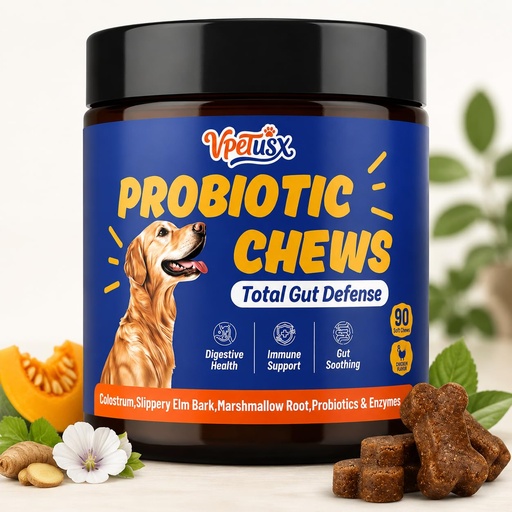 [BRSRGGATAACGOFIV] Advanced Dog Gut & Immune Support - Probiotics for Dogs Upset Stomach & Gas Relief with Pumpkin, Slippery Elm,Colostrum & Digestive Enzymes, (Duck Flavor 90 ct)