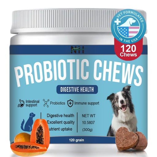 [BRSRAZQNCUGRODYV] Probiotics for Dog 120 chews,Enzymes and Gut Support,Anti-Diarrhea,Promotes Digestive Health,Seasonal Allergies,Immune System,Probiotics with Papaya Pumpkin Krill Oil- Vet Approved Dog Probiotic Chews