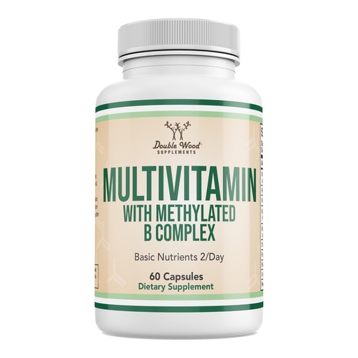 [BRSRYYIEO4HQ4DT4] Multivitamin with Methylated B Complex, 20-in-1 Formula, Comprehensive Daily Multi-Vitamin & Mineral Formula, 60 Capsules, by Double Wood