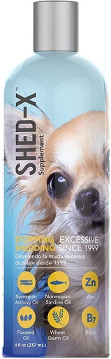 [BRSWIYIEOQJWKDTY] Shed-X Liquid Dog Supplement, 8oz – 100% Natural – Helps Dog Shedding, Fish Oil for Dogs Supports Skin & Coat, Dog Oil for Food with Essential Fatty Acids, Vitamins, and Minerals