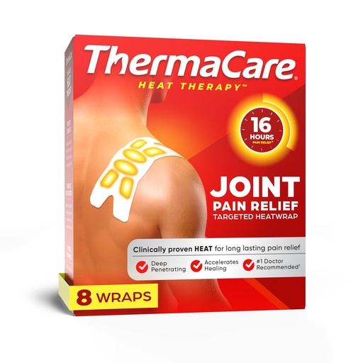 [BRSW2HQBCR7W23Y3] ThermaCare Portable Heating Pads for Muscle & Joint Pain Relief, 8 Count | Adhesive Heat Wraps, Drug-Free Therapy, Flexible, Discreet Patches for Daily Comfort & Wear