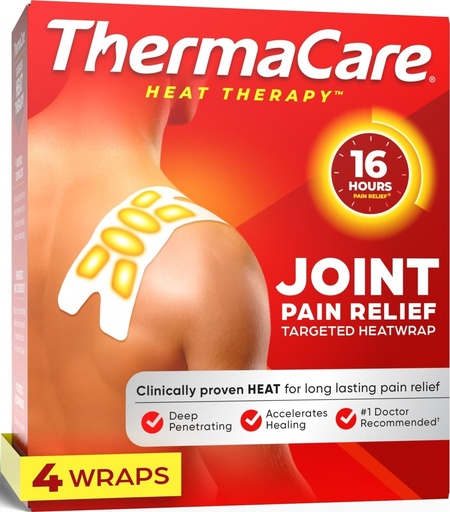 [BRSWICT4PIFWCCQZ] ThermaCare Portable Heating Pads for Muscle & Joint Pain Relief, 4 Count | Adhesive Heat Wraps, Drug-Free Therapy, Flexible, Discreet Patches for Daily Comfort & Wear