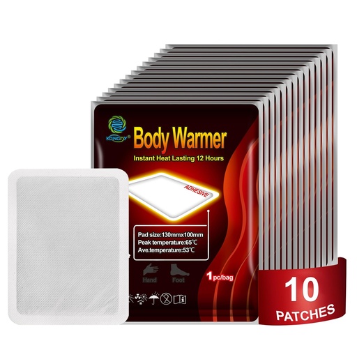 [BRSRMFT2OZ6Q2H3V] 10 Pack Body Warmer Heat Patches, Lasting 10 Hours, 5.12 x 3.94 Inch | Easy to Use Disposable Instant Heating Pads, Portable Individual Packaging, Air-activated Rapid Heating Therapy