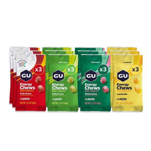 [BRSROBAKOBYBEDLB] GU Energy Chews, Caffeine Free Mixed Flavors - 12 Bags (24 Servings Total)