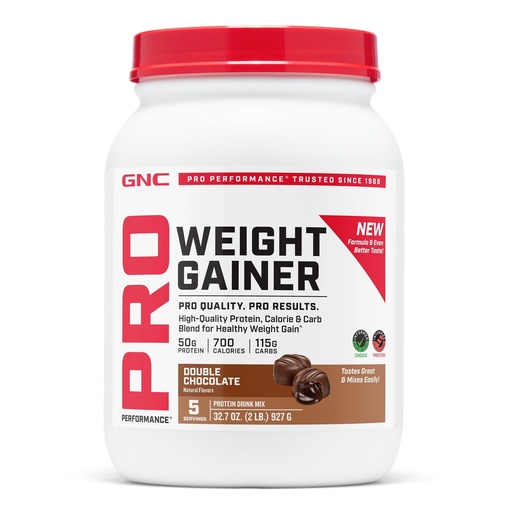 [BRSRGBIHBEGQED33] GNC Pro Performance Weight Gainer, Double Chocolate, 32.7 Oz, 5 Servings