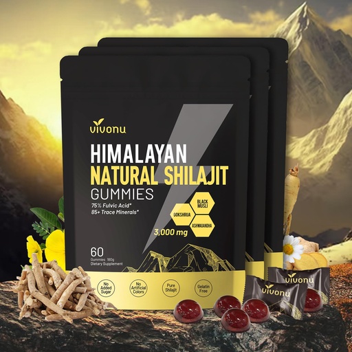 [BRSRAAQEA55G2FY7] Shilajit micronutrient Supplement Himalayan Premium Ingredient Shilajit - Ashwagandha, Gokshura, Fulvic Acid & 85+ Trace Minerals (240 Gummines/4 Bag)