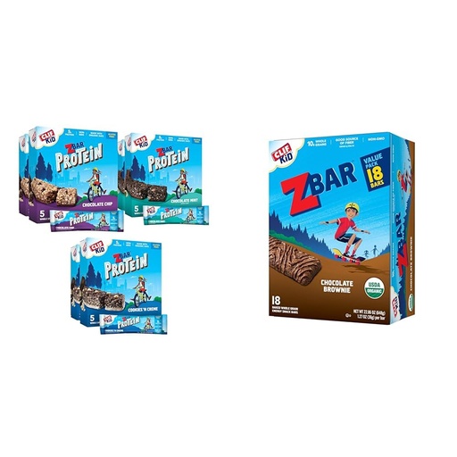 [BRSRAYYYCMBRO2DD] CLIF Kid Zbar Protein Chocolate Chip, Chocolate Mint & Cookies 'n Creme Value Pack with Zbar Chocolate Brownie - 48 Count