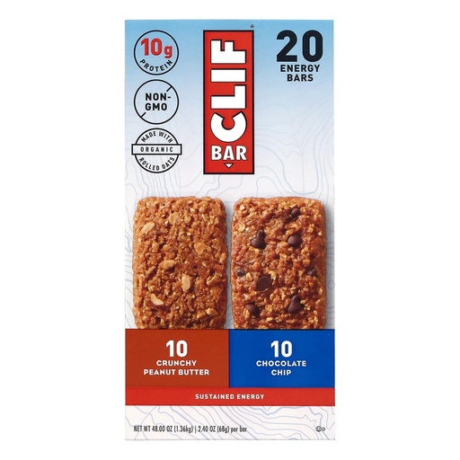 [BRSWKHD6DMNGAYDK] Clif Variety Bar 24 Count, 8 White Chocolate Macadamia Nut, 8 Chocolate Chip, 8 Crunchy Peanut Butter