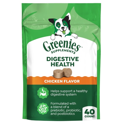 [BRSROGQ7AF6GCHTG] Greenies Supplements Digestive Health Soft Dog Chews, Chicken, 40 Count | Biotic Blend: pre-, pro- & postbiotic, millions of live probiotics, supports stool quality & immune health