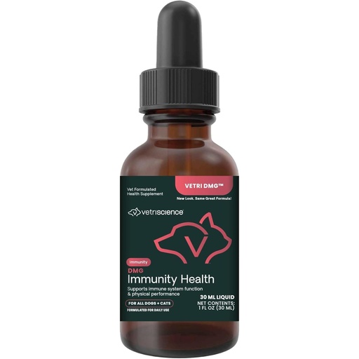 [BRSWIYTZPMGREHLC] VetriScience DMG Immunity Health Easy-Dose Liquid, Immune Support Supplement for Cats and Dogs, Hypoallergenic, Support Performance, Stamina, Immune Response, (Dimethylglycine), 30 ml