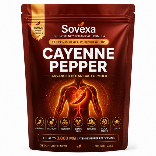 [BRSRYEDRDENWCHL4] Cayenne Pepper - 300 Softgels with Grape Seed Oil, Vitamins D3+K2, Turmeric, Beetroot, Hawthorn & Black Pepper, Active Capsaicin Supplement, Gluten-Free (1)