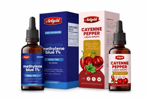 [BRSRGCT6CUMQKH3B] Arigold Cayenne Pepper Drops – Circulation & Energy Support Liquid Supplement Methylene Blue USP Grade 1% Solution – 2 fl oz Dropper Bottle