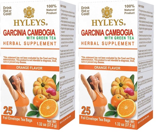 [BRSRGFQ2C4DQI3T7] HYLEYS Tea Garcinia Cambogia Green Tea with Orange Flavor - 25 Tea Bags (Pack of 2)