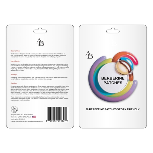 [BRSRYYD7DEHG2DTP] 30 Count Berberine Patches for Daily Routine Support - Premium Vegan Friendly Topical Patches with Garcinia Cambogia Cinnamon and B-Complex - Easy to Use External Application - 30 Day Supply