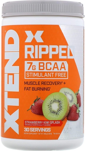 [BRSWGZY3AQDWKCTP] Xtend Ripped BCAA Powder Strawberry Kiwi | Cutting Formula + Sugar Free Post Workout Muscle Recovery Drink with Amino Acids | 7g BCAAs for Men & Women | 30 Servings