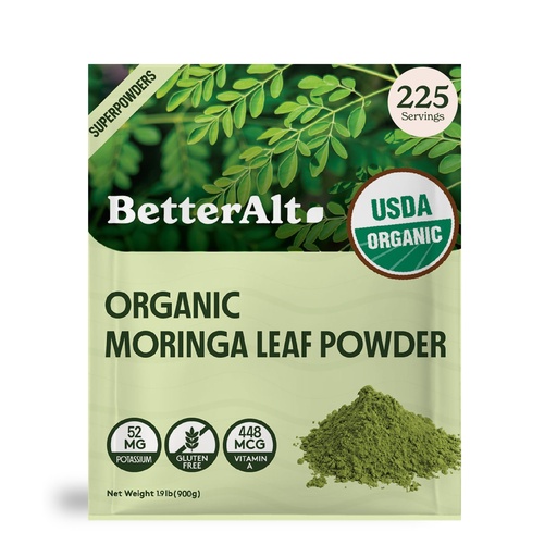 [BRSRO2TYOEIAAHTP] Better Alt Organic Moringa Powder, USDA Certified - Moringa Leaf Powder,Perfect for Smoothie,Tea, Drinks & Recipes, Green Superfood, Incept Moringa Olifera Powder- 225 Servings 2 lb
