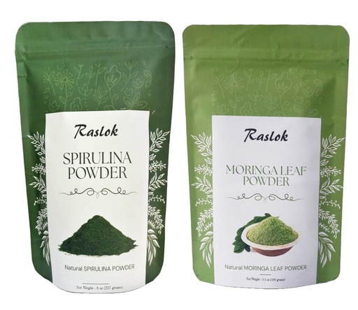 [BRSRAYY3OYMRAHYV] Moringa Powder & Pure Spirulina Powder Bundle – 100% Pure Moringa Leaf & Spirulina, No Fillers, Non-GMO, Vegan Protein, Immune Support & Antioxidants (3.52oz Each)