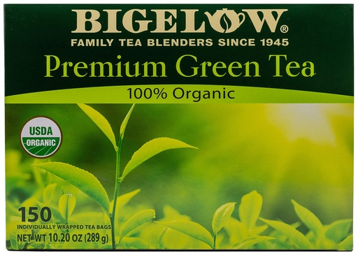 [BRSWYFTYDF6REHL2] Bigelow Premium 100-Percent Organic Green Tea 150-Count Box, Individually Wrapped
