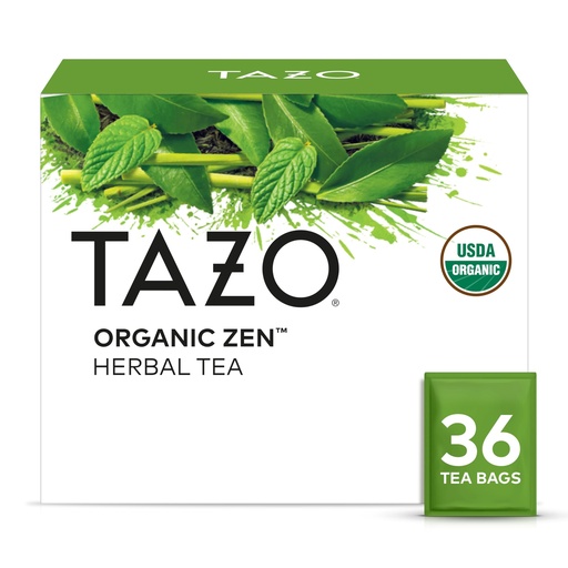 [BRSRAZA6BYPWEELK] TAZO Organic Zen Green Tea, Caffeinated Tea with Refreshing Lemongrass & Spearmint, 36 Total Bags