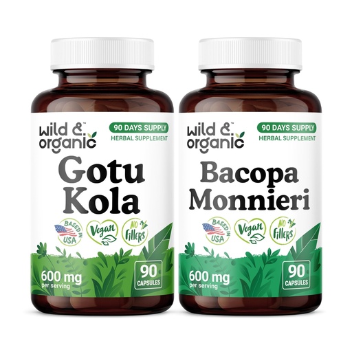 [BRSRGHYCBMMA42DP] Wild & Organic Gotu Kola 90 Capsules & Bacopa 90 Capsules