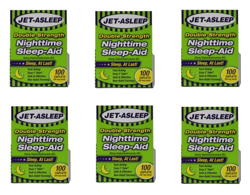 [BRSRMAAYCV7RG3LP] Jet-Asleep Double Strength Nighttime Sleep-Aid 100 Count 6 Pack