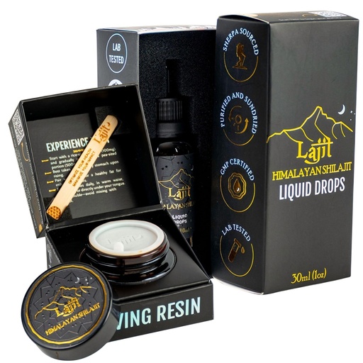 [BRSREHT5BEBBAELD] Lajit Gold Himalayan Shilajit Bundle – Gold Grade Liquid Drops + Resin – Sourced by Sherpas at 18k Ft – Organic, Lab Tested, Pure & Potent Shilajit for Men and Women