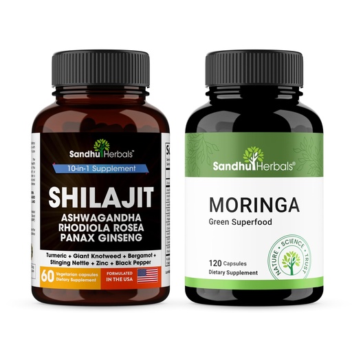[BRSRACQ7A57G2YDO] Shilajit Bundle with Moringa | Capsules for Men & Women | Supports Energy, Immune, Skin & Gut Health