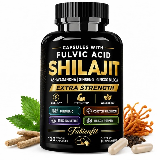 [BRSRYZAZBAFAOHQV] Shilajit Capsules for man with Ashwagandha & Ginseng, 120 Count | 8-in-1 botanical blend with Shilajit 30:1 for daily vitality support