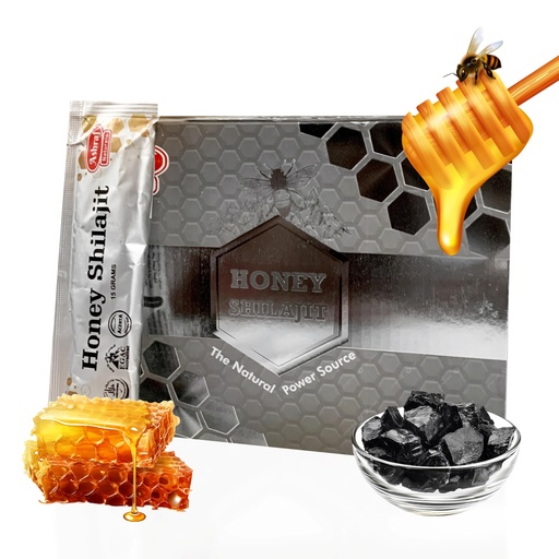 [BRSRAZQKOZ7B4AL3] Ashraf Naturals Honey Shilajit - Premium Honey Enhance Your Energy Natural Shilajit Blend with Herbal Extracts & Vitality Support, 15 Sachets x 15g