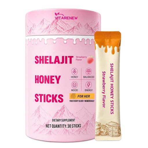 [BRSRGCD3AQBQI2D2] Shilajit Honey Sticks for Women with Shatavari & Saffron | High-Potency Fulvic Acid 75%+ & 85+ Trace Minerals | Supports Hormone Balance, Daily Energy, Mental Clarity & Physical Stamina | Delicious Strawberry, 30 Sticks