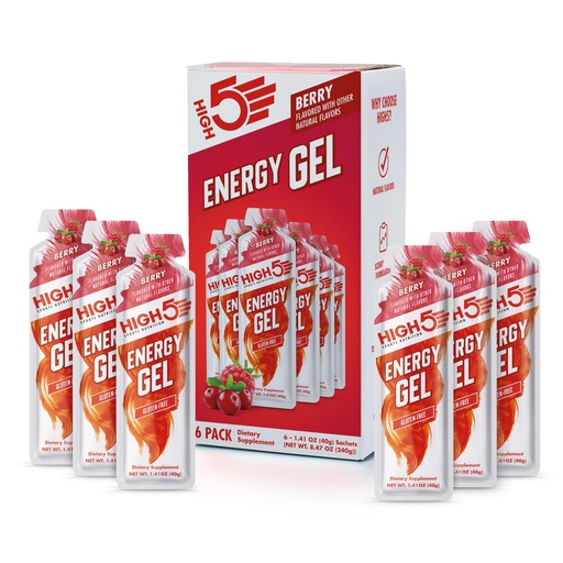 [BRSRYYL6OQBWCCYU] HIGH5 Energy Gel, Berry, 6 Pack, Vegan Carb Gel for Running & Cycling | Caffeine free vegan energy gel in easy to carry 40g pouches for clean fuel before, during, and after endurance exercise.