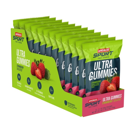 [BRSRGCD4BYPGO2TF] Ultra Gummies | Fruit-Based Energy Chews | 25g Fast-Acting Carbohydrates for Endurance Fuel | Strawberry | Gluten-Free | 2.1 oz (Pack of 12)