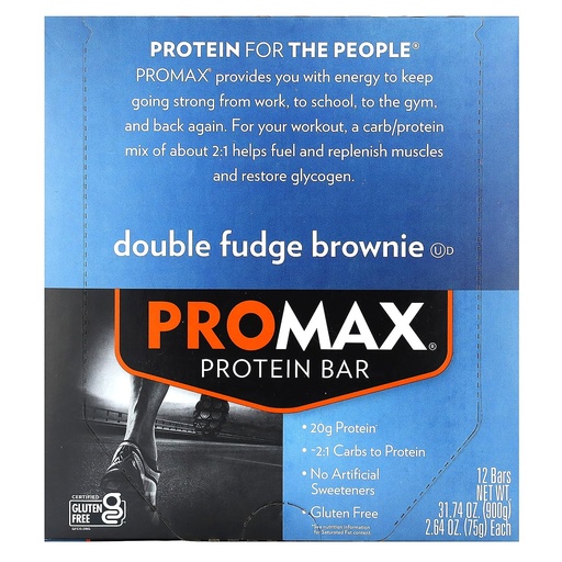 [BRSWIYQKOMDAYEIZ] Promax Energy Bar Double Fudge Brownie - 12 Bars