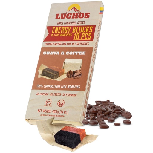 [BRSWKFA5PIJQE3L4] LUCHOS Energy Blocks - Guava & Coffee, 400 g | Colombian On-the-Go Sports Nutrition for Running, Cycling & Hiking | A Natural Alternative to Bars & Gels | Vegan, Gluten Free & Easy to Digest
